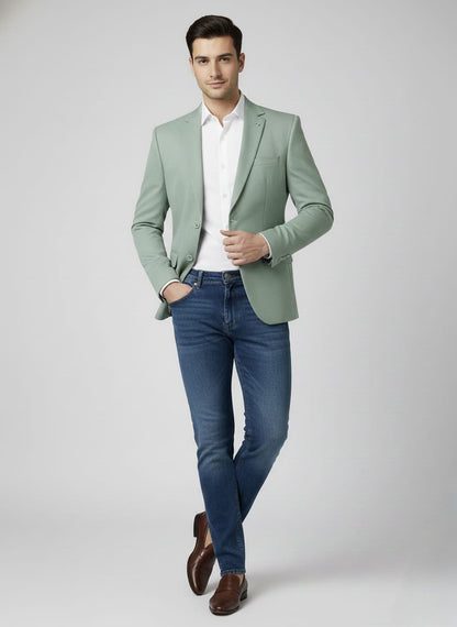 World is Yours Textured Blazer -| Waak S Green