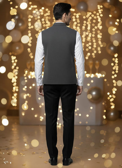 World is Yours Textured waistcoat  -D Grey| Waak
